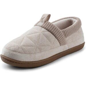 Women's Closed Back Knit Cuff Warm Lining Tan Memory Foam Sole Slippers Boot